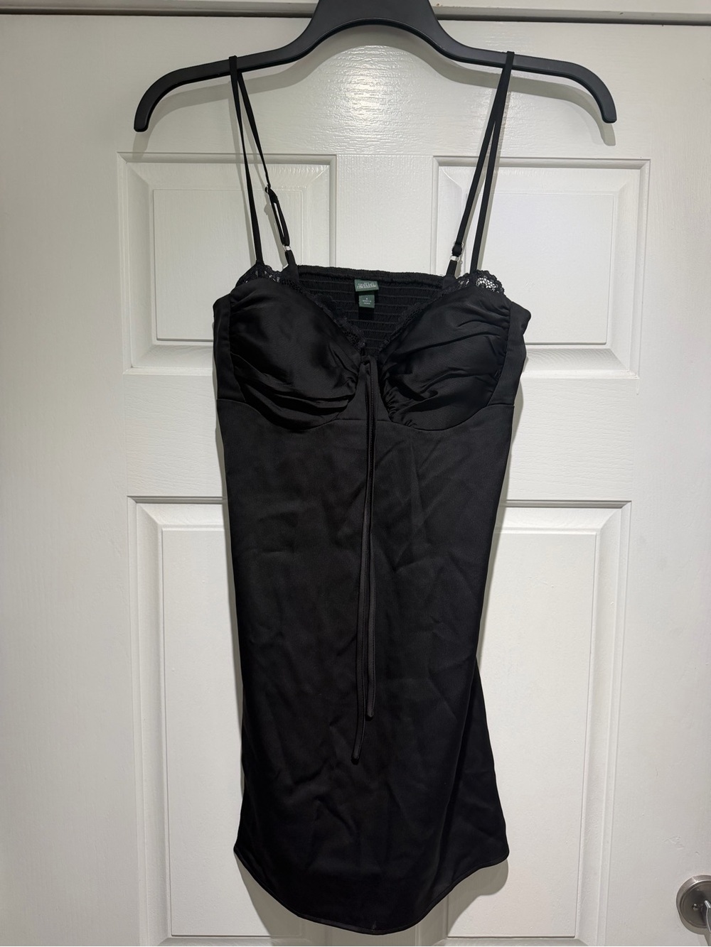 wild fable Black Satin Slip Mini Dress with Adjustable Straps